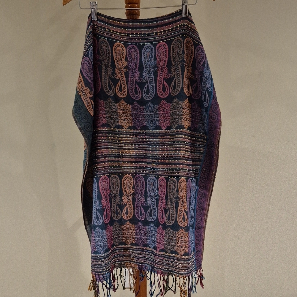 Scarf, Boho Styling With Colourful Patterns, Fringe, 27"x66"